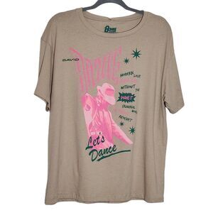 David Bowie T-Shirt NWT Size Large Tan Short Sleeve David Bowie Let's Dance Tee